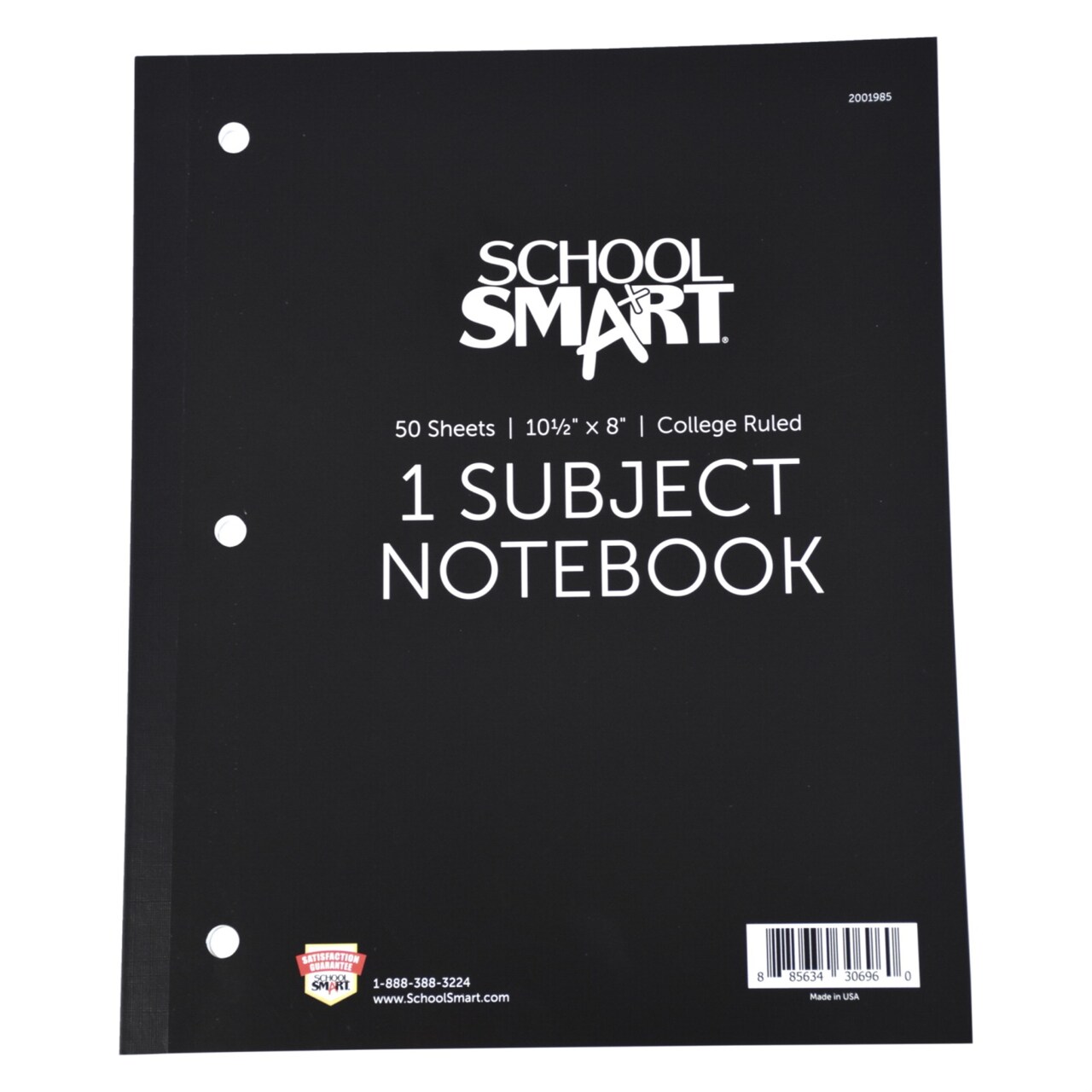 School Smart Wireless Notebook, 1 Subject, College Ruled, 8 x 10-1/2 Inches, 50 Sheets, Assorted Colors